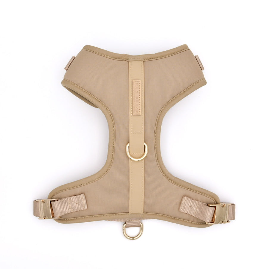 Elise Harness in Sand styled in soft neutral editorial tones.