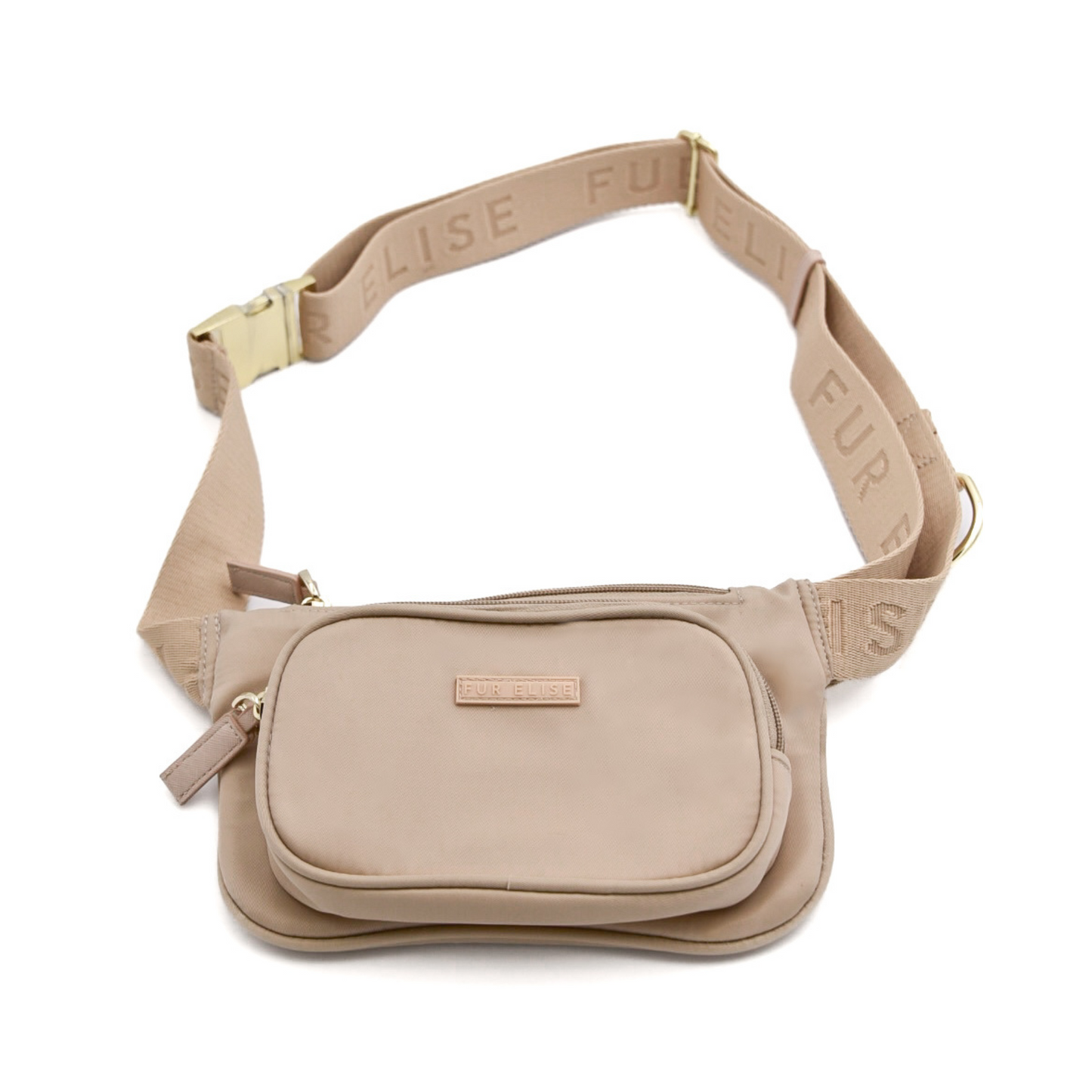 The Dog Walking Bag in Sand on soft neutral linen — the everyday bag that doubles as a summer pet travel kit.