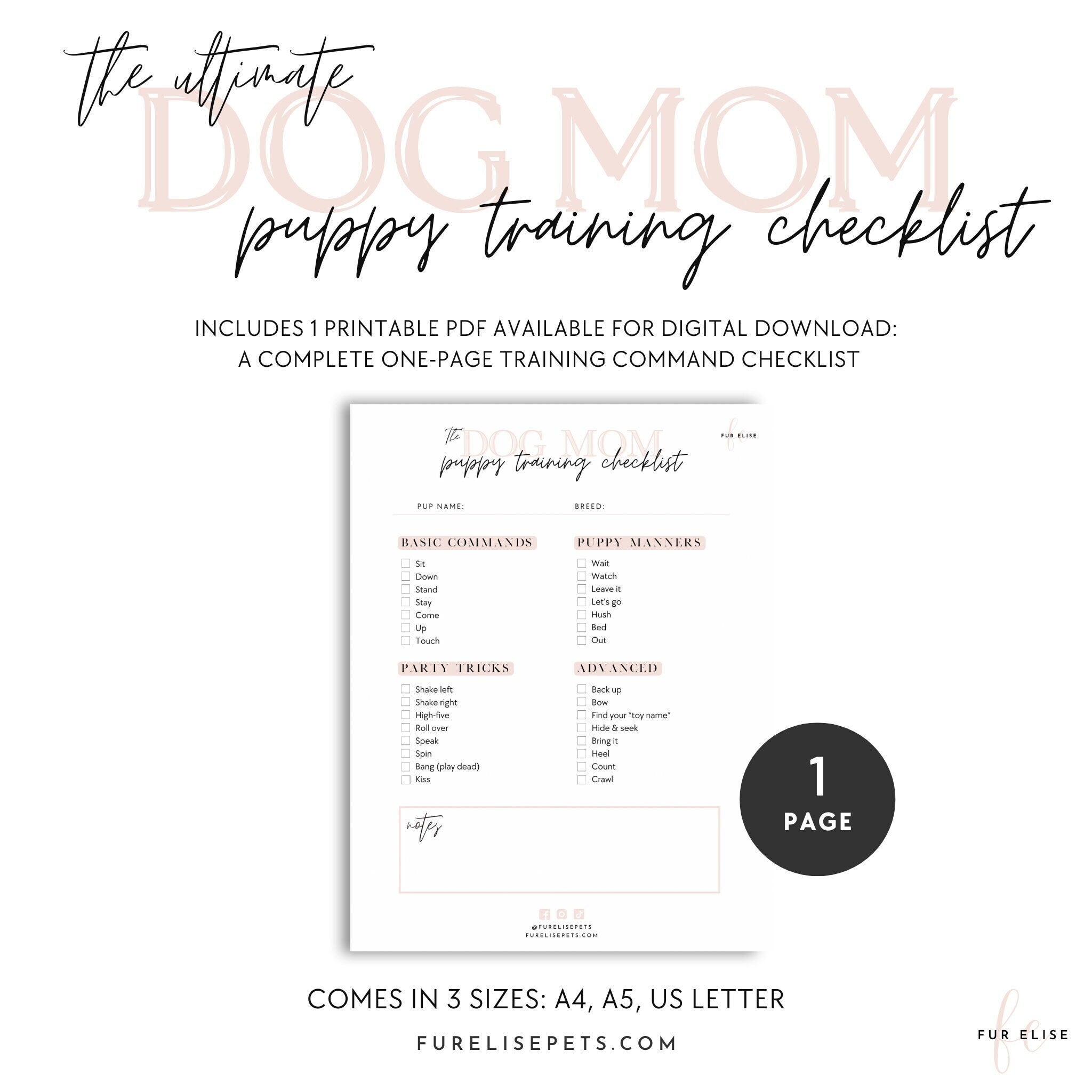 Puppy Training Command Checklist – Fur Elise Pets